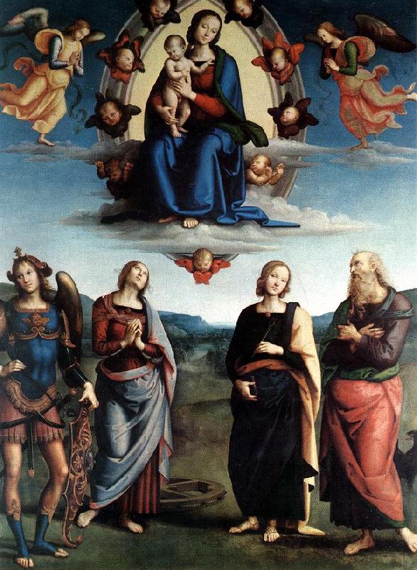 PERUGINO, Pietro Madonna in Glory with the Child and Saints f oil painting picture